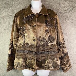 Flashback Vintage Jacket Women's Large Floral Embroidered‎ Crochet Beaded Coat